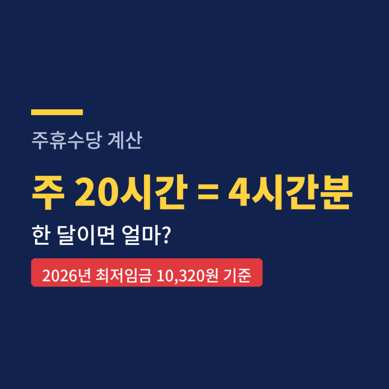 주휴수당 조건, 주 20시간이면 얼마
