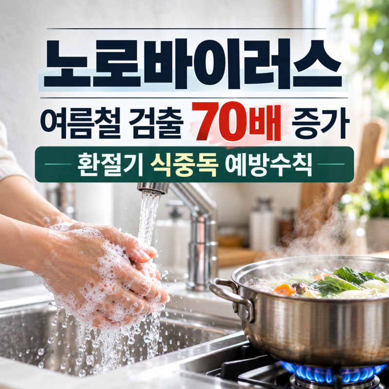노로바이러스 여름철 검출 70배 늘었다, 환절기 식중독 예방수칙 확인하세요