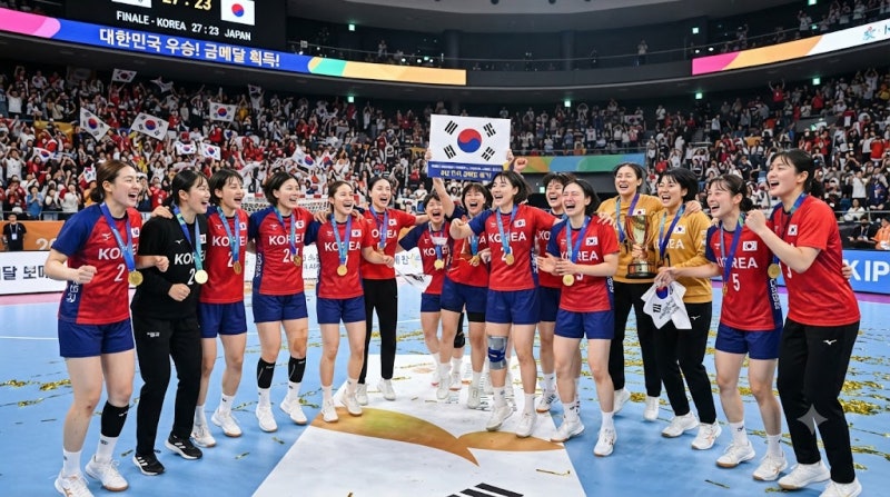 여자 핸드볼 일본 꺾고 8년 만에 아시안게임 금메달 쾌거