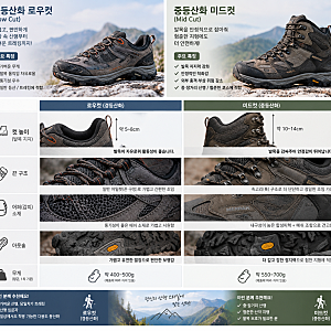 등산화 추천 및 구매 가이드: 발이 편한 등산화 선택 기준  (경등산화 vs 중등산화)