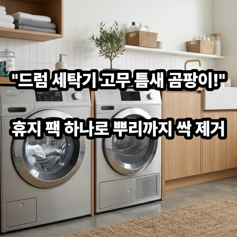 드럼 세탁기 고무패킹 곰팡이 제거 찌든때 악취 과탄산소다 락스 휴지 팩 청소 방법
