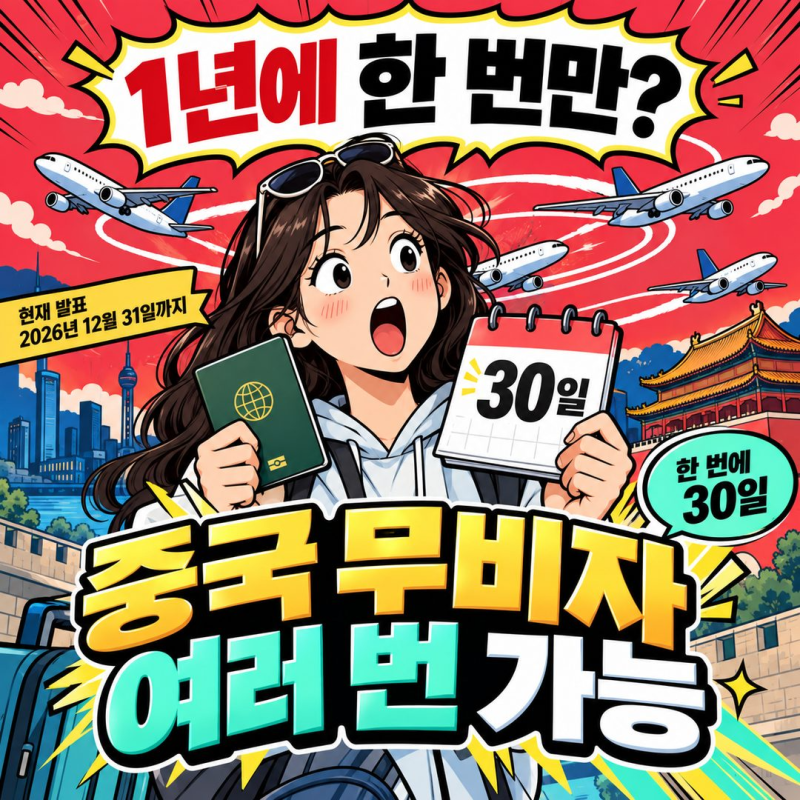 중국 무비자 30일, 1년에 한 번만 가능할까? 현재 발표는 12월 31일까지