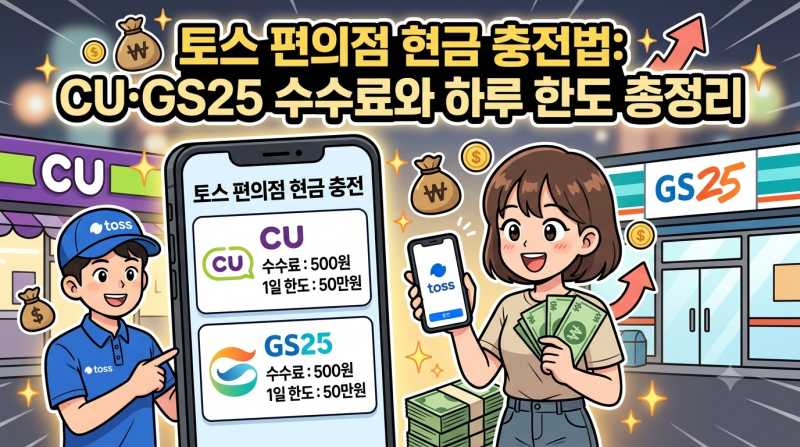 토스 편의점 현금 충전법: CU·GS25 수수료와 하루 한도 총정리
