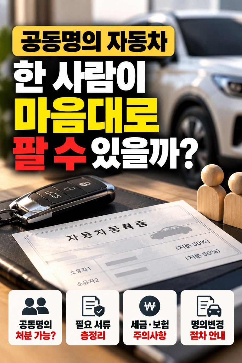 공동명의 자동차인데 한 사람이 마음대로 팔 수 있을까? 부부·가족 공동명의 차량 처분할 때....
