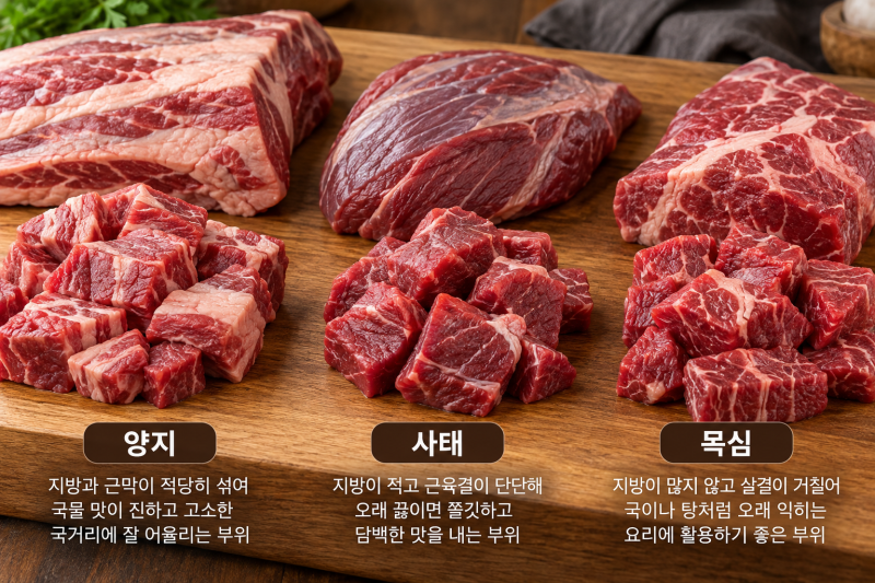 소고기 국거리, 어떤 부위를 골라야 할까? 양지·사태·목심 차이
