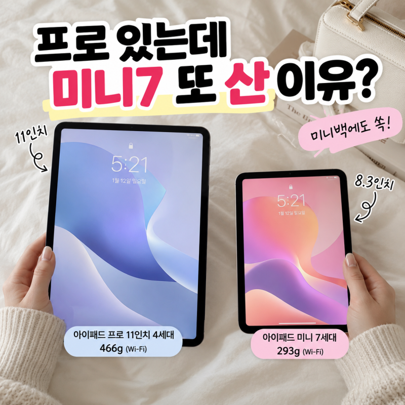 아이패드 미니7 vs 프로 11인치 비교 후기 | 둘 다 써보니 달랐던 점 직접 비교