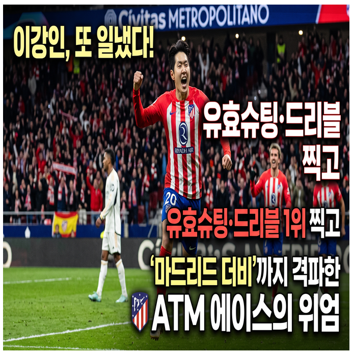 이강인, 또 일냈다! 유효슈팅·드리블 1위 찍고 '마드리드 더비'까지 격파한 ATM 에이스의 위엄