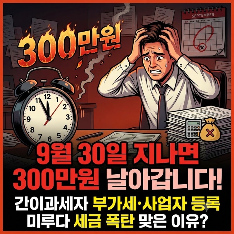 "9월 30일 지나면 300만원 날아갑니다" 간이과세자 부가세·사업자 등록 미루다 세금 폭탄 맞은....
