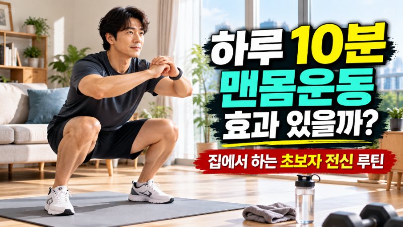 하루 10분 맨몸운동 효과 있을까?｜집에서 하는 초보자 전신운동 루틴