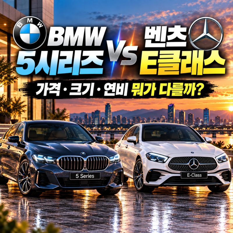 BMW 5시리즈 vs 벤츠 E클래스 비교｜가격·크기·연비 뭐가 다를까