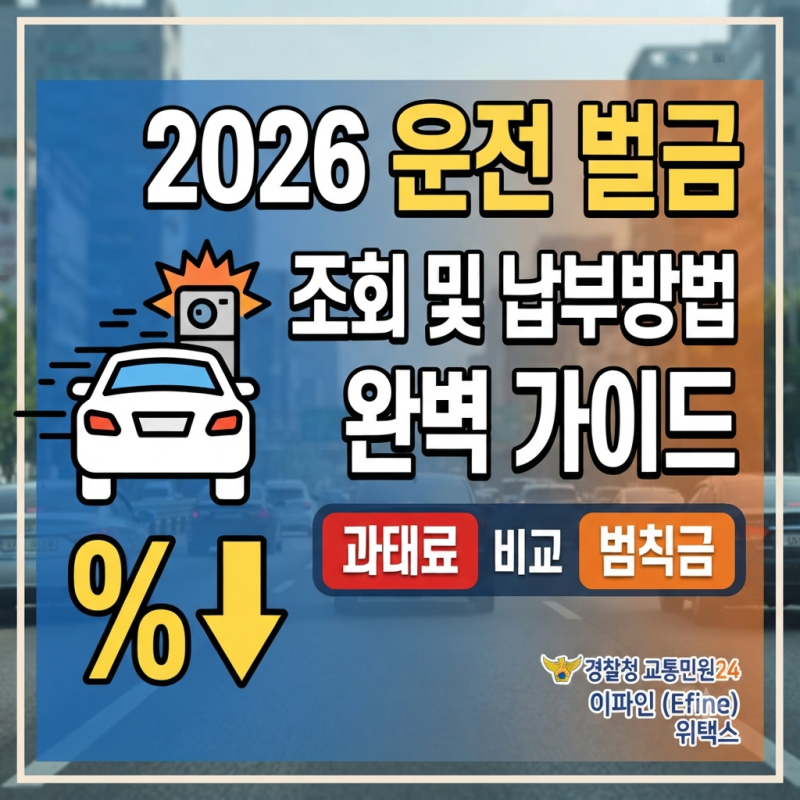 2026 운전 벌금 조회 및 납부방법 완벽 가이드 (과태료 vs 범칙금 비교)
