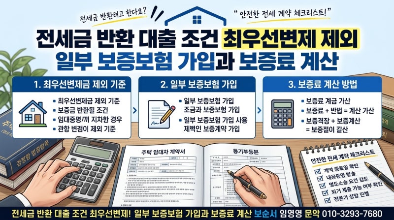 전세금 반환 대출 조건 최우선변제 제외 일부 보증보험 가입과 보증료 계산