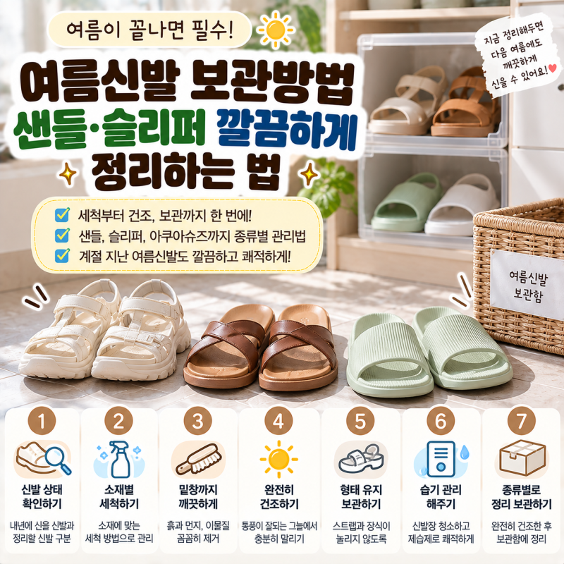 여름신발 보관방법 샌들 슬리퍼 세척부터 깔끔하게 정리하는 법