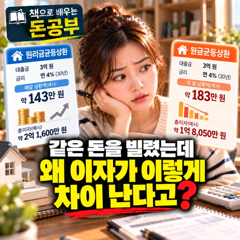 같은 돈을 빌렸는데 왜 이자가 다를까?｜원리금균등상환 원금균등상환 차이 쉽게 이해하기