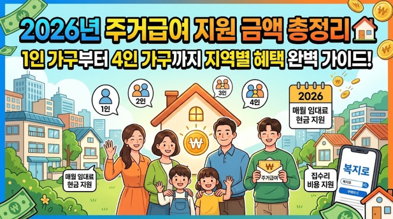 2026년 주거급여 자격 조건 및 지역별·가구원수별 지원 금액 총정리 (수급자 신청 방법)