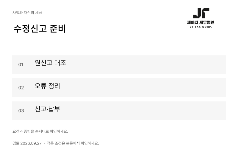 부가세 수정신고, 매출 누락·중복 공제와 가산세 감면 확인