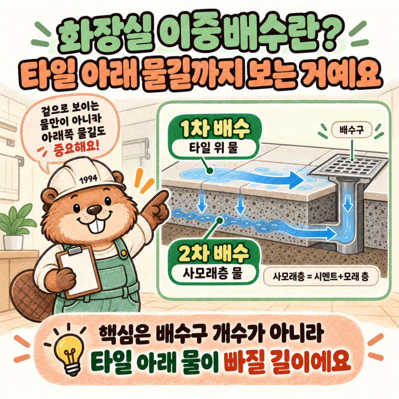 화장실 이중배수란? 사모래층 물이 빠져야 하는 이유