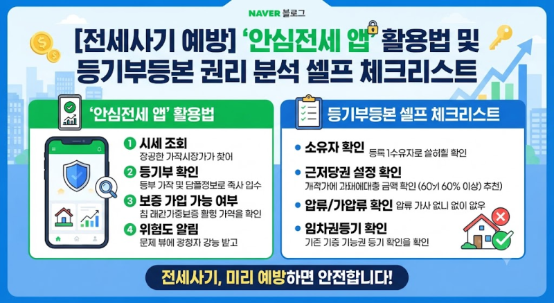 [전세사기 예방] '안심전세 앱' 활용법 및 등기부등본 권리 분석 셀프 체크리스트
