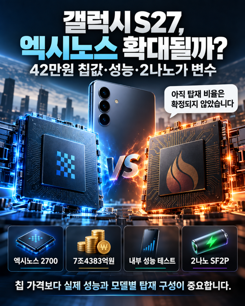 갤럭시 S27 엑시노스 2700 탑재 확대될까? 42만원 칩값·성능·2나노 변수