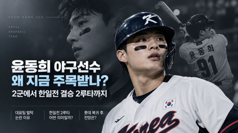 윤동희 야구선수 왜 지금 뜨나? 2군에서 한일전 결승 2루타까지