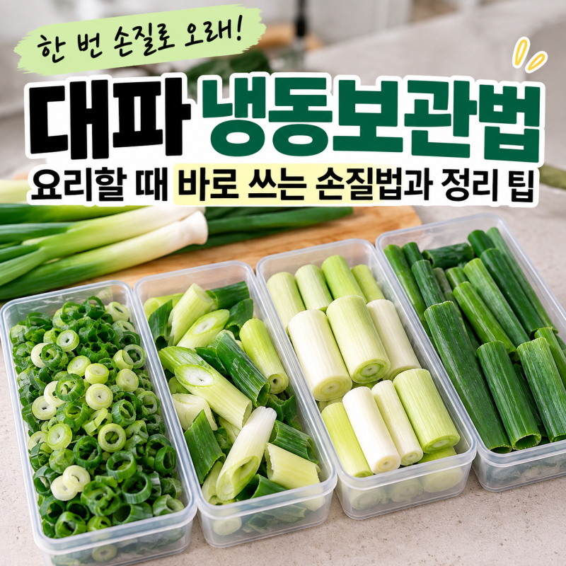 대파 냉동보관법｜국·볶음·떡볶이용으로 나눠 이지앤프리 정리용기에 깔끔하게 정리하기
