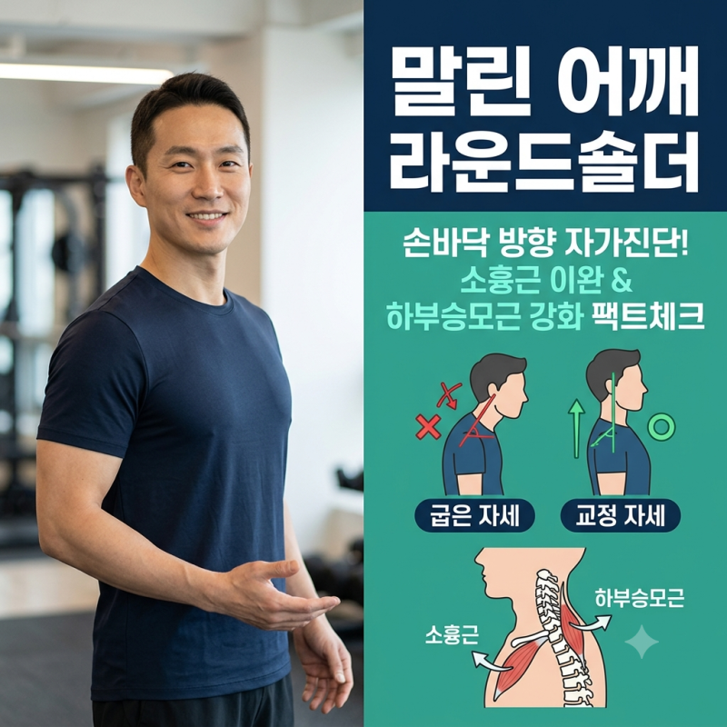라운드숄더 자가진단과 굳은 어깨 펴는 재활