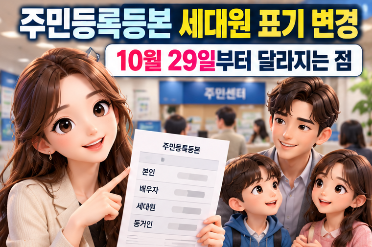 주민등록등본 세대원 표기 변경, 10월 29일부터 달라지는 점