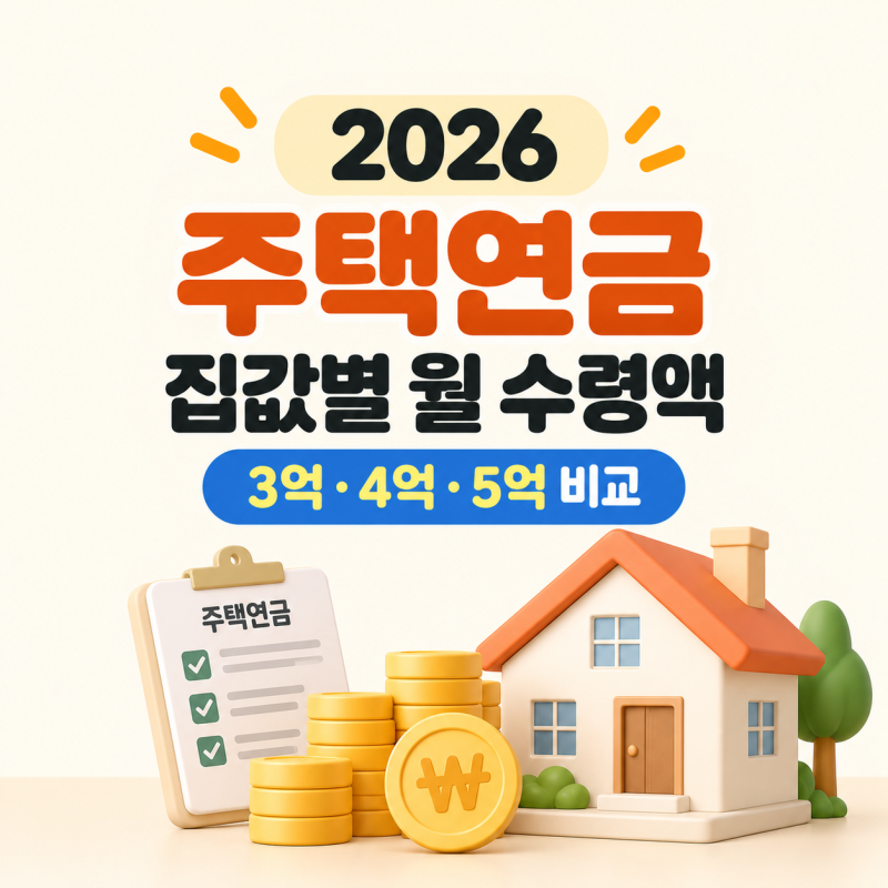 주택연금 월 수령액 계산｜집값 3억·4억·5억 원이면 60세·65세·70세 얼마 받을까?