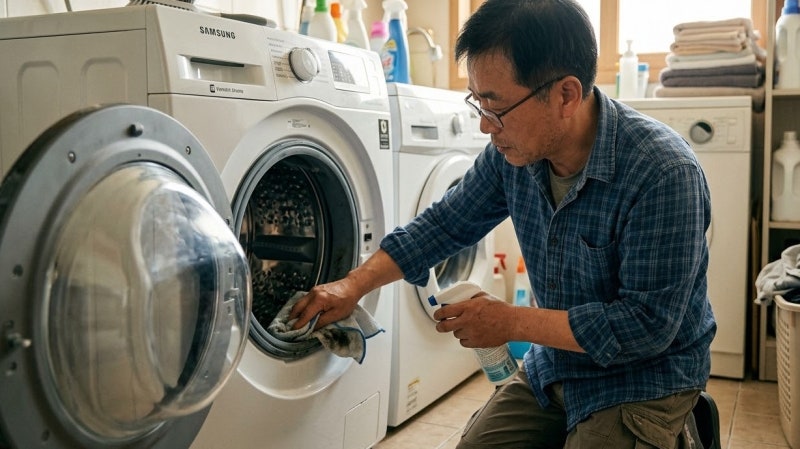 드럼세탁기 고무패킹 곰팡이 제거 검은 때와 냄새 청소하는 법