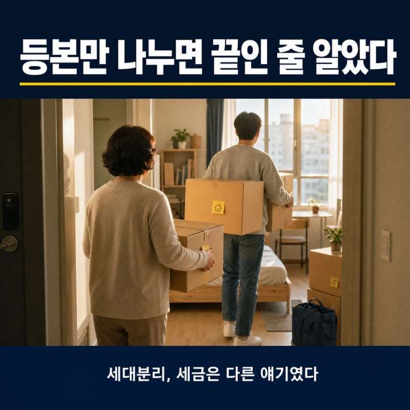 세대분리조건 총정리, 등본 분리와 세금상 1세대 판단의 차이