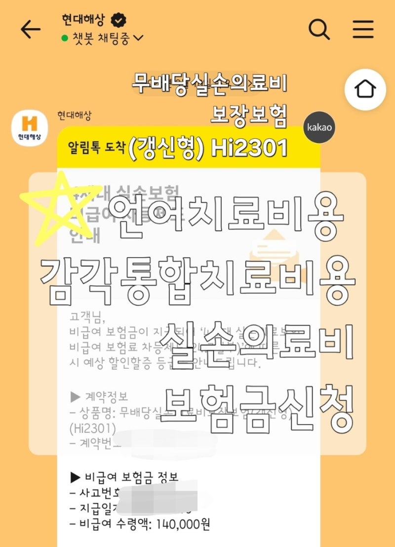 현대해상 태아보험으로 언어치료 감각통합치료 실비 청구하기(치료 일지 등 필요서류) 현대....