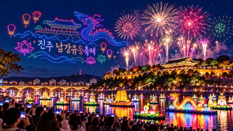 남강 위를 걷는 환상의 빛 터널? 2026 진주 남강유등축제 부교 이용법 & 명당 포토존