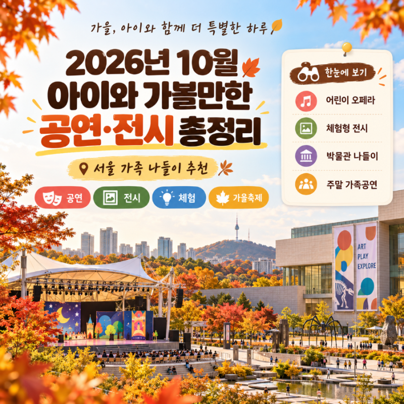 2026년 10월 서울 아이와 가볼만한곳, 공연·전시·체험 한눈에 보기