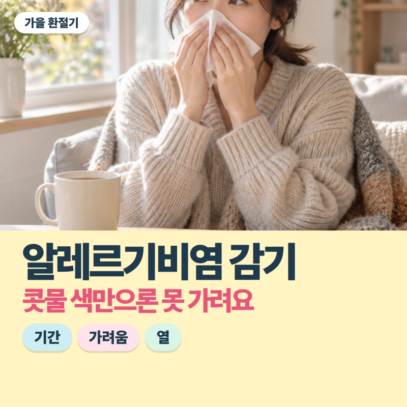 알레르기비염 감기 차이, 콧물 색만으론 못 가려요! 기간·가려움·열이 단서