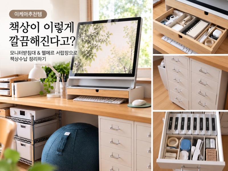 이케아추천템 책상이 이렇게 깔끔해진다고? 이케아 모니터받침대 서랍장 데스크테리어