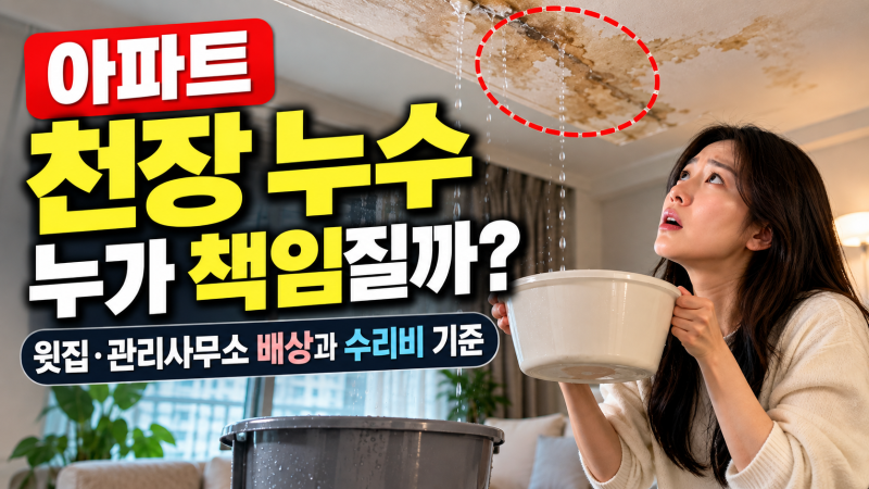 아파트 천장 누수 누가 책임질까? 윗집·관리사무소 배상과 수리비 기준