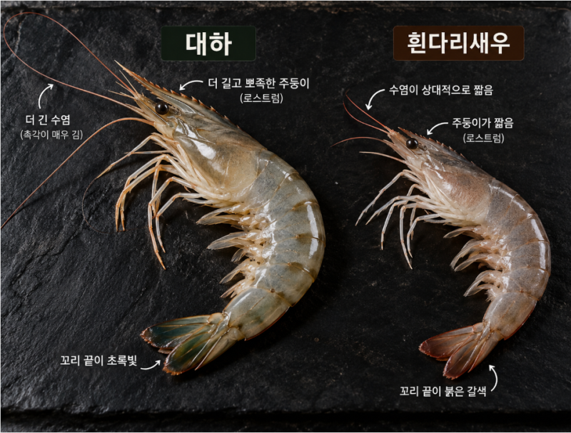 [음식] 대하 먹으러 갔는데 흰다리새우? 눈으로 구별하는 법
