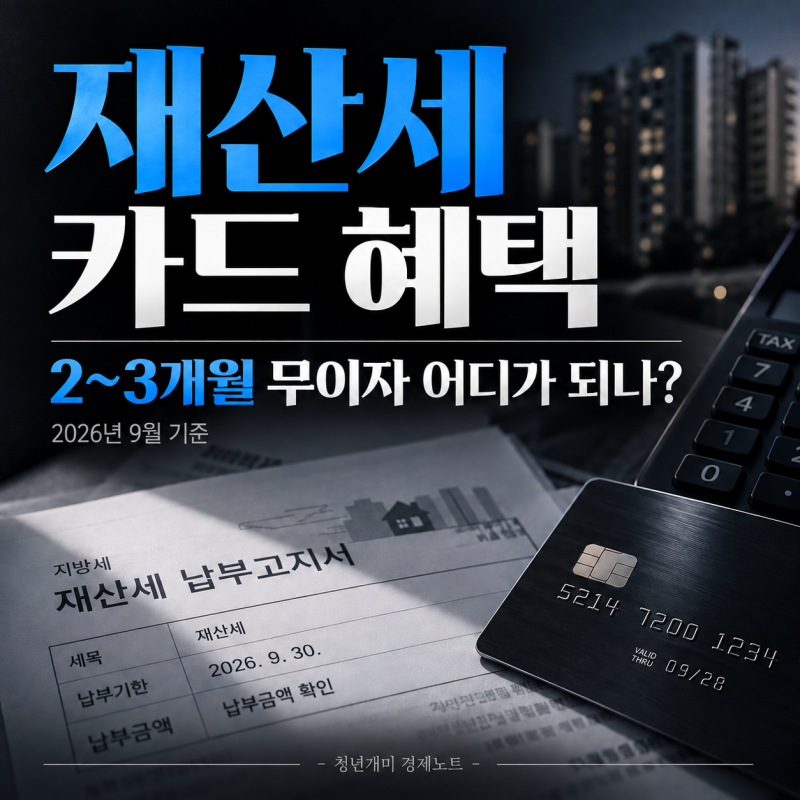 2026년 9월 재산세 카드 혜택, 2~3개월 무이자부터 카드사별 조건 비교