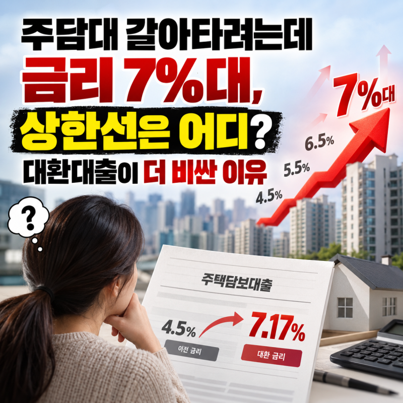 주담대 갈아타려는데 금리 7%대, 상한선은 어디? 대환대출이 더 비싼 이유