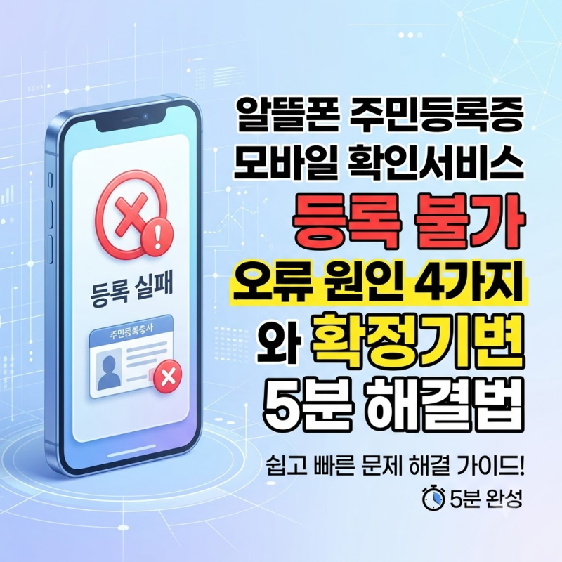 알뜰폰 주민등록증 모바일 확인서비스 등록 불가 오류 원인 4가지와 확정기변 5분 해결법