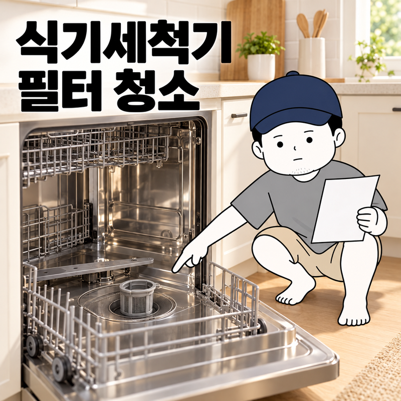 식기세척기 필터 청소, 물로 헹군 뒤 다시 끼울 때 놓치기 쉬운 것