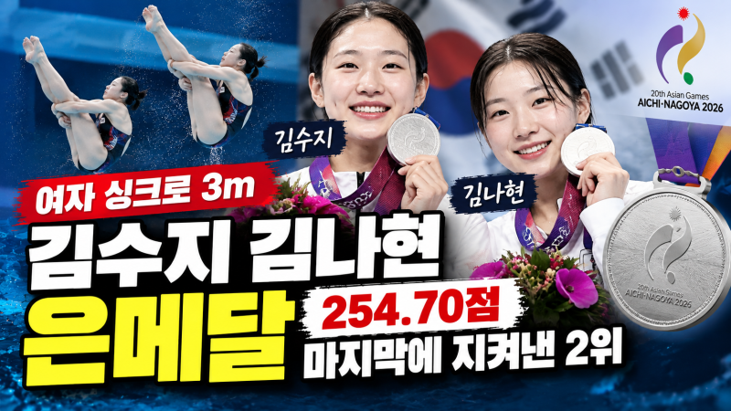 김수지 김나현 은메달, 여자 싱크로 3m 254.70점…마지막에 지켜낸 2위