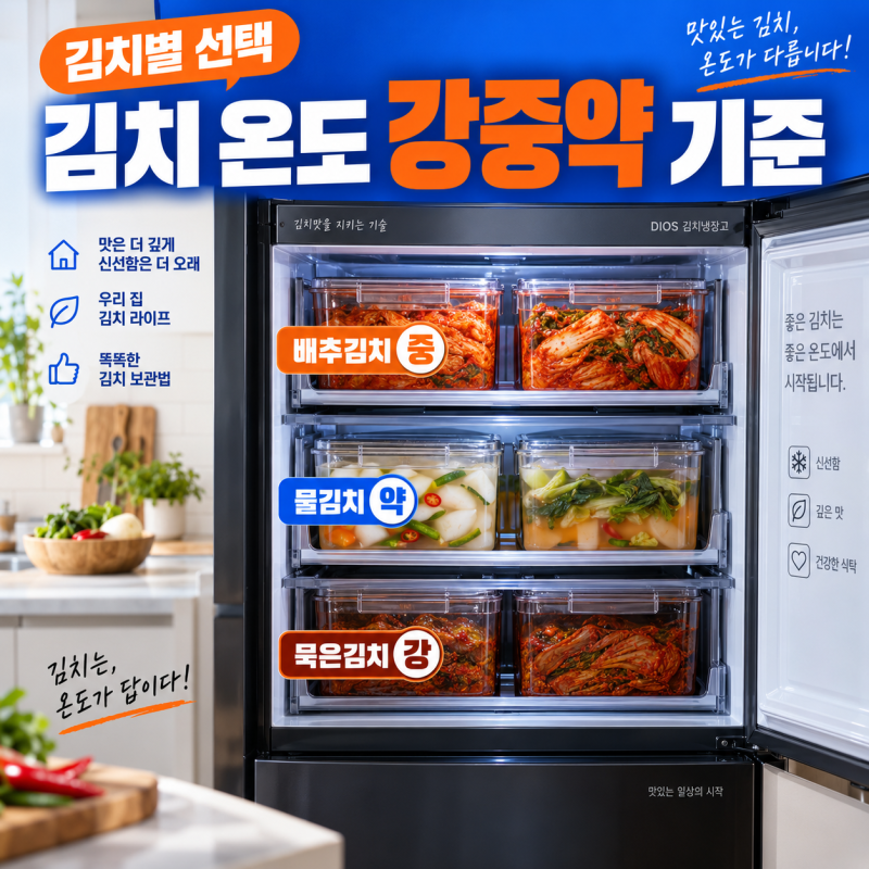 김치냉장고 온도 설정 강·중·약 기준과 김치별 선택법