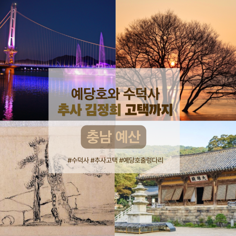 예산 당일치기도 한달살기도 좋은 가볼만한곳 | 수덕사·덕산온천·예당호출렁다리·추사고....