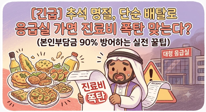 [긴급] 추석 명절, 단순 배탈로 응급실 가면 진료비 폭탄 맞는다? (본인부담금 90% 방어하는 실....