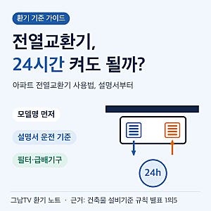 아파트 전열교환기 사용법, 24시간 켜도 되는지는 설명서부터 확인하세요