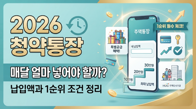 2026 청약통장 매달 얼마 넣어야 할까? 납입액과 1순위 조건 정리