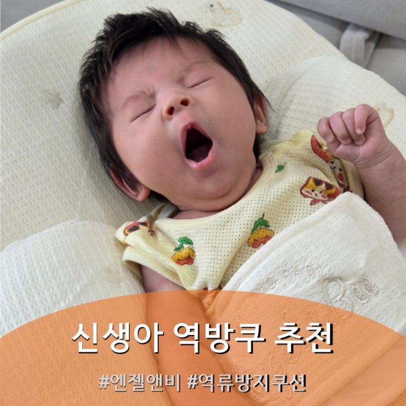 신생아 육아 필수품 역방쿠 출산선물 추천, 엔젤엔비 텐셀에어 역류방지쿠션