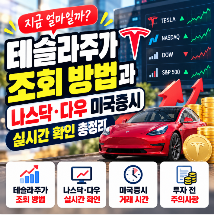 테슬라주가 조회 방법, 나스닥·다우 미국증시 실시간 확인 이렇게 하면 됩니다
