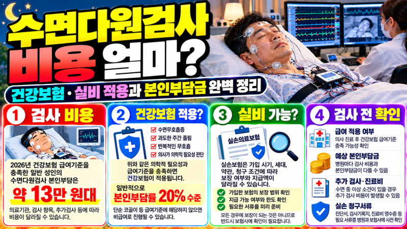 수면다원검사 비용 얼마? 건강보험·실비 적용과 본인부담금 완벽 정리